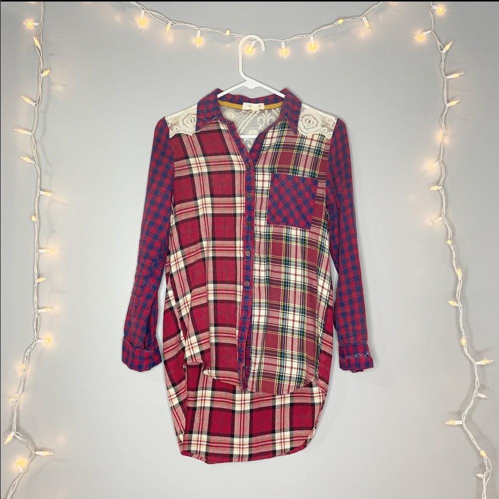 Taylor and Sage Muti Patterned Button Down sz S